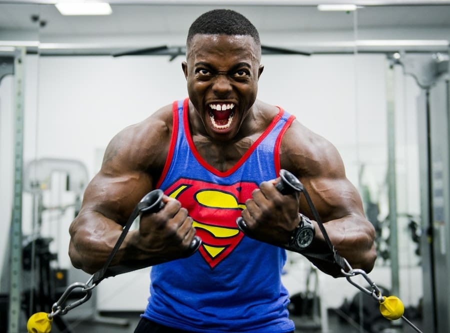 bodybuilder grimacing