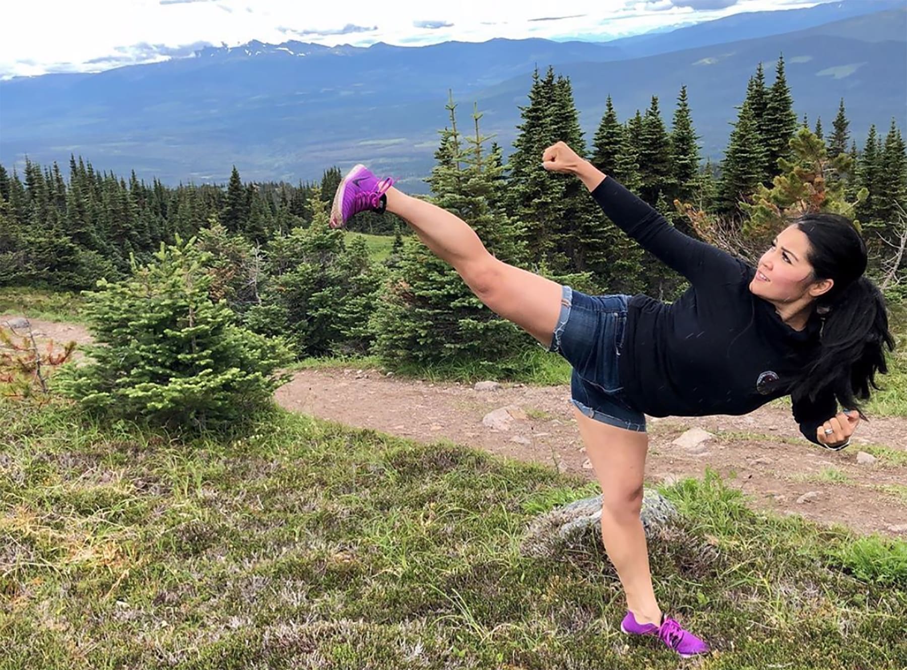 Theresa Stanley does karate on a mountain Theresa Stanley Girls on Fire