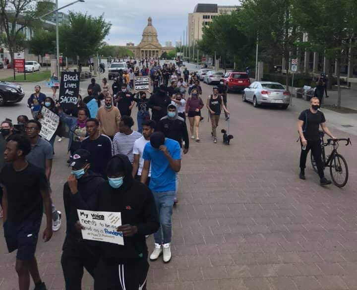 Black lives matter protest in downtown Edmonton June 2 2020